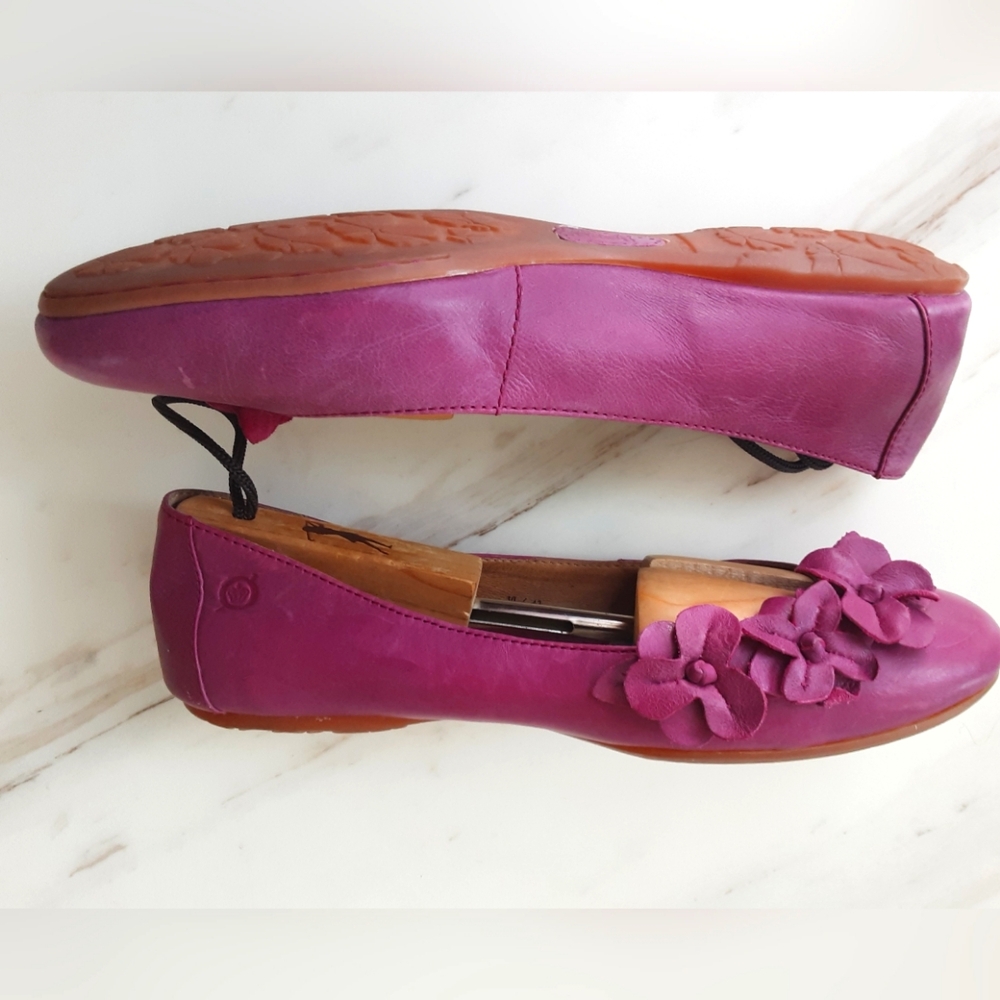 BORN Pink Leather Flower Ballet Flats Sz 10 - Picture 4 of 11